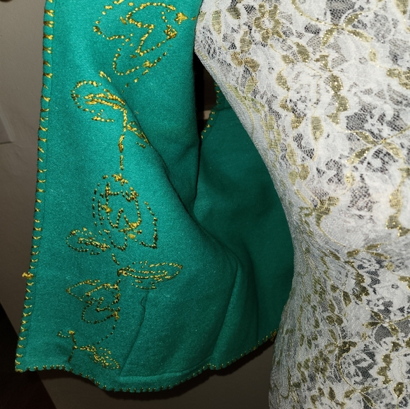 Vintage 1970s Golden Silk Thread Embroidered Wool Vest - Picture 14 of 14